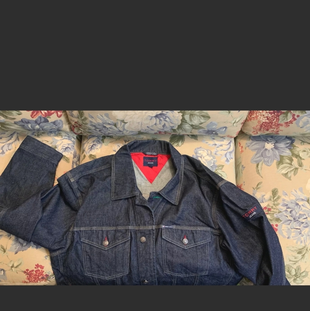 TOMMY JEANS TOMMY HILFIGER JACKET SIZE XL . Dark Blue Denim Button Front